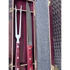 Tuboscope Carving Knife & Fork Set in Wooden Box, Stainless Steel‎
